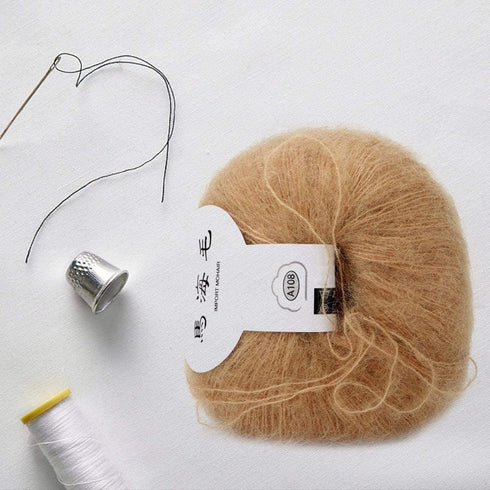 Mohair Knit Soft Angora Long Wool Yarn Hot with a Crochet Popular for DIY Weave(khaki)......