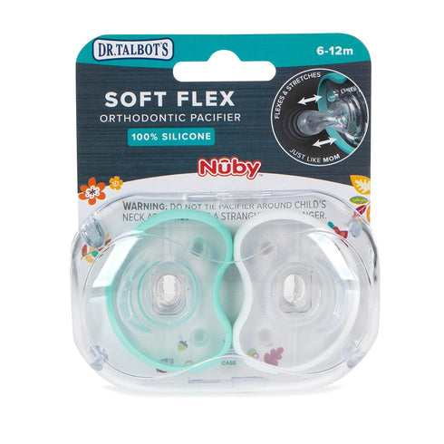 Dr. Talbot's Soft-Flex Orthodontic Pacifiers 6-12 Months, Aqua/White, 2 Pack...