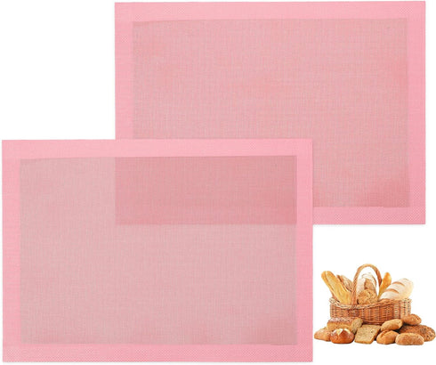 Perforated Baking Mats, 2 PCS Pink Eclair Silicone Mat for Half Sheet, Non-Stick Reusable Oven Liners for Making Bread/Pizza/Pastry/Cookie 11 5/8"...