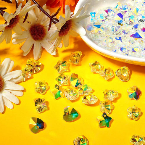 80 Pieces AB Crystal Beads Charms Butterfly Heart Star Flower Glass Crystal Beads Mixed Shape Loose Beads Crystal Pendants for Bracelets Necklace ...