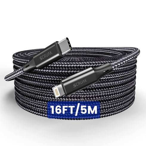 Extra Long iPhone Charger Cord 16Ft, 16 Feet USB C to Lightning Cable Fast Charging Nylon Braided iPhone Charger Cable for iPhone 13/13 Pro/13 Pro...