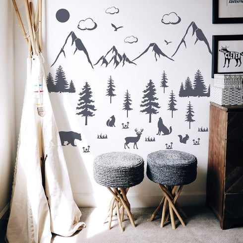 FINGERINSPIRE 17 pcs Mountain Forest Animals Stencil Set Mixed Size Mountain Wild Animal Drawing Stencil Reusable Forest Animals Template for Pain...