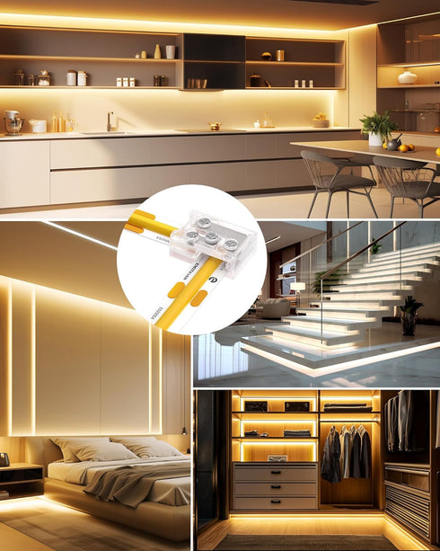 EMITEVER 8mm LED Strip Connectors 12pcs, Led Corner Connector T-Shaped Gapless Connection Solderless Transparent Tape Light Connectors for 2-Pin C...