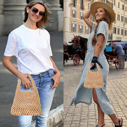 1 Piece Small Delicate Women Straw Shoulder Bag Handmade Woven Beach Shoulder Bags Hobo Tote Handbag Purse for Ladies Summer Party Shopping...