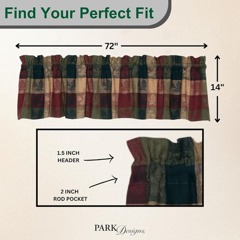 Park Designs Farmhouse Kitchen Valances for Windows - Plaid Pine Cone | Fall Decor Window Valance Curtain | Plaid Curtain Windows | 72"x14"...