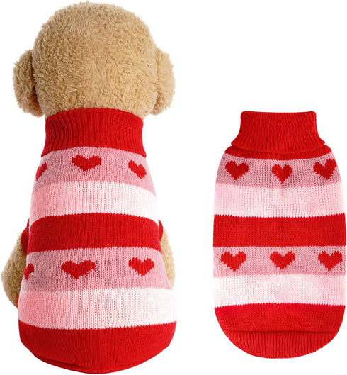 Dog Heart Knitted Sweater Warm Pet Dog Clothes Winter Dog Outfits for Small Puppy Cat Pets (Red, M)...