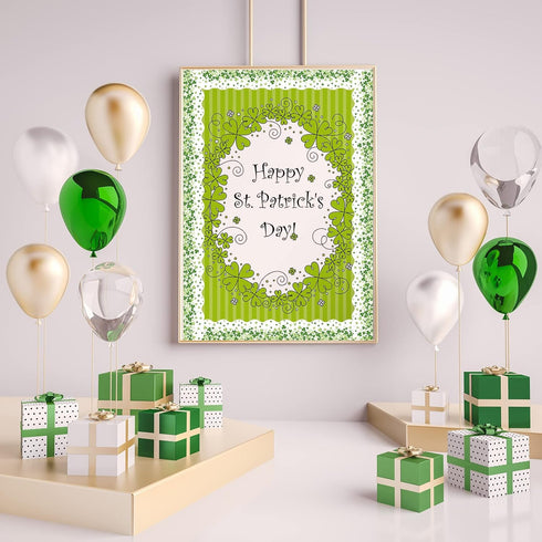 69 Feet St. Patrick's Day Bulletin Board Borders Shamrock Decoration Borders Lucky Clover Trim Border 60Pcs Green White Bulletin Board Stickers fo...