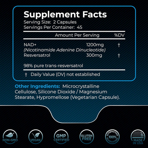 NAD Supplement, 1500mg - Liposomal NAD+ Supplement with Resveratrol, Nad Plus Boosting Supplement - Support Cellular Health, Stamina & Healthy Agi...