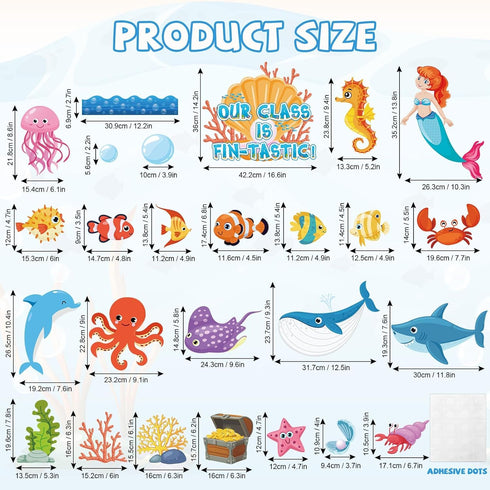 gisgfim Under The Sea Bulletin Board Decoration Set Classroom Sea Animals Cutouts Borders for School Decor Ocean Theme Summer Welcome Bulletin Boa...