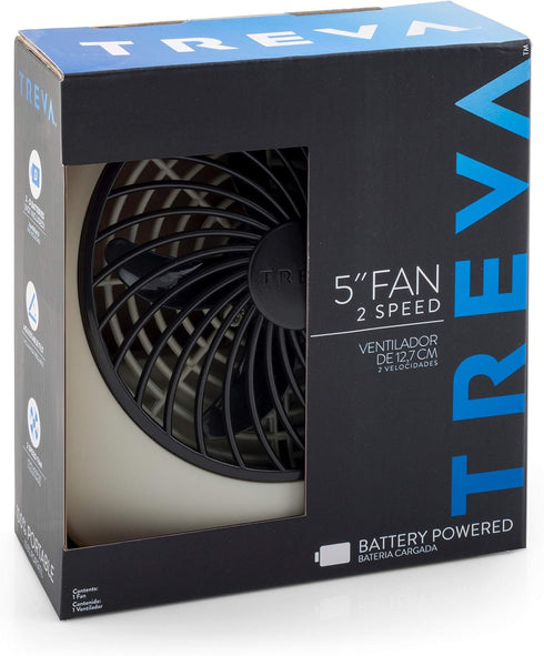 O2COOL Treva 5 Inch Battery Powered Fan Portable Desk Fan 2 Cooling Speeds with Compact Folding & Tilt Design Cubicle Accessories Small Portable (...