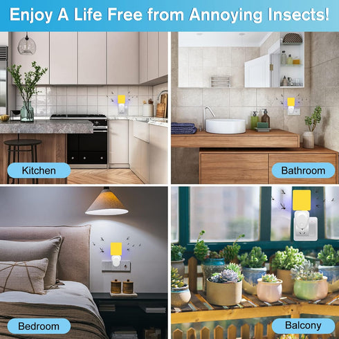 Flying Insect Trap Plug-in, Gnat Killer Traps for House Indoor, Safe Non-Toxic UV Light Fly Catcher, Indoor Plug-in Night Light Fly Trap with 5 St...