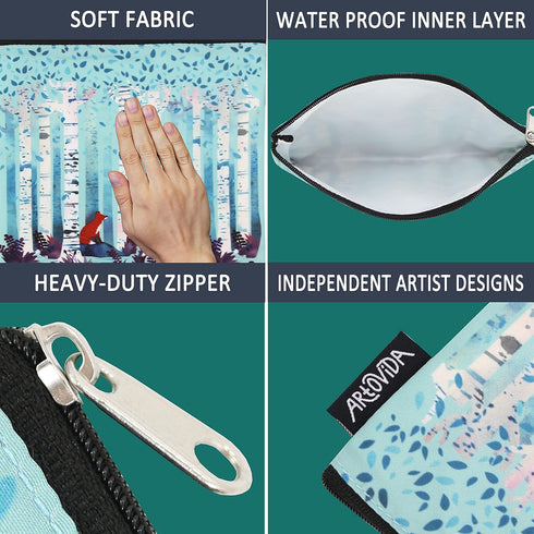 Artovida Artists Collective Reusable Lunch Bags with Zipper - Improved Dual Layer Design by Michelle Li Bothe (Germany) Birches...