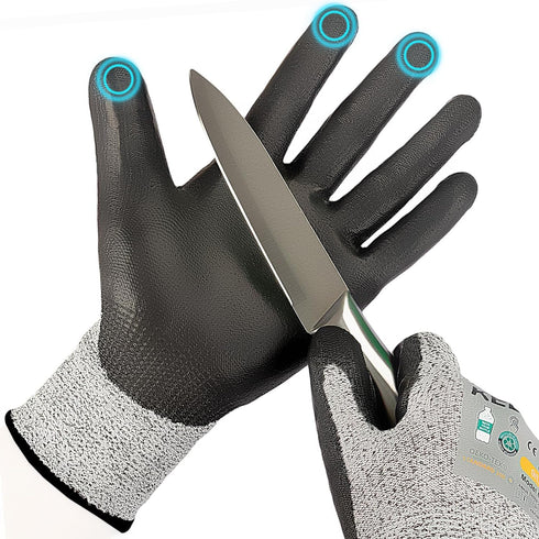 Cut Resistant Gloves, ANSI A2 Cutting Gloves, PU Coated Anti Cut Gloves C2, Touchscreen, Multi-Purpose, 1 Pair, Medium...