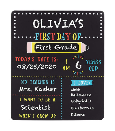 Kate & Milo First and Last Day of School Reversible Chalkboard, Reusable Photo Sharing Prop with Included Chalk, Back to School Pictures, Double S...