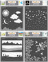 CrafTreat Stencils for Painting on Wood, Canvas, Paper, Fabric, Floor, Wall and Tile - Clouds and Stars, Starry Sky, Landscapes, Leaves and Branch...