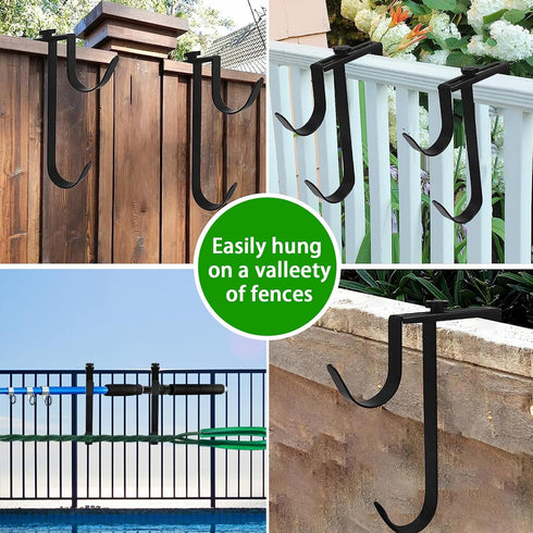 Pool Pole Hanger, Adjustable Pool Pole Double Hooks Hangers for Pool or Garden Fence, Telescopic Poles, Aluminum Pool Equipment Holder,Use to Hang...