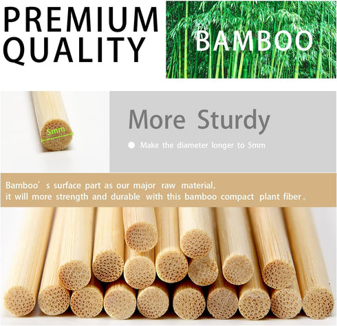 Bamboo Wood Plant Sticks for Garden Stakes Grilling Skewer Plant Sticks for Tomato,Orchid,Potato,Potted House Plants and Hand Crafts -12 Inch 60Pc...