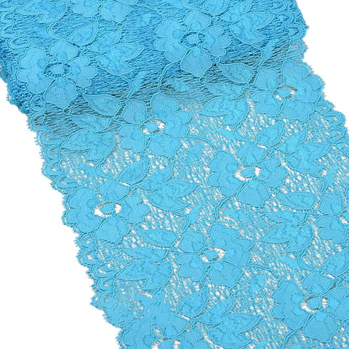MSCFTFB 5 Yards Width 6.3 Inch Stretch Lace Trim Fabric Elastic Lace Flowers Embroidered Ribbon for Garment Craft Embellishment Wedding Baby Showe...