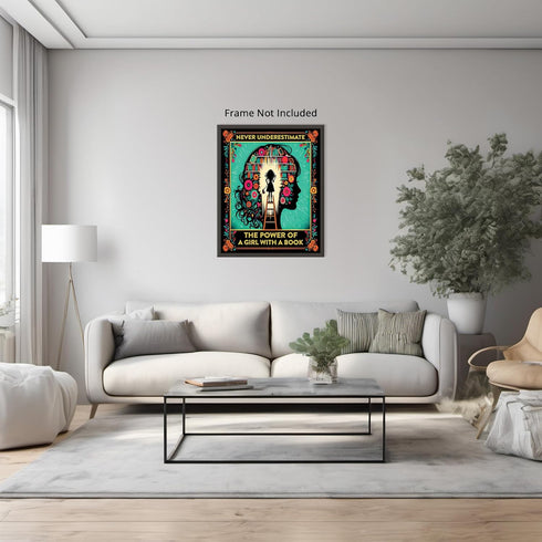 Posterizer 1 pcs-Never Underestimate a Girl With a Book-Bookworm Print-Abstract & Modern Art-Typography Art-Gift for book lovers-Living Room Bedro...
