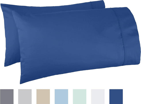 GiveAbay Basics 400 Thread Count Cotton Pillow Cases, King, 40" L x 20" W, Navy - Set of 2, Pillows Not Included...
