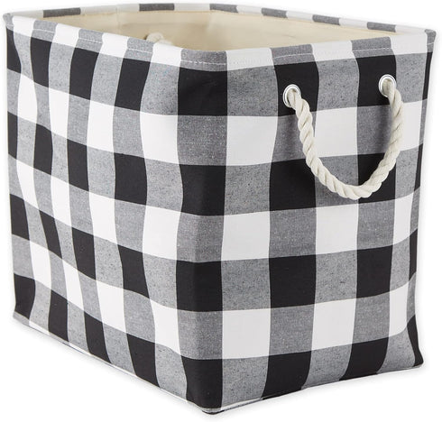DII Buffalo Check Storage Collection Collapsible Bin with Handles, Large Rectangle, 17.5x12x15, Black & White...