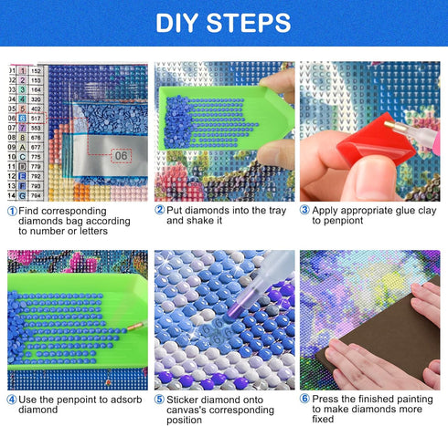 HEIBAGO Fantasy Diamond Painting Kits for Adults, 5D DIY Blue Beach Diamond Art Kits with Full Drill Gems, Ideal for Painting Enthusiasts and Stre...