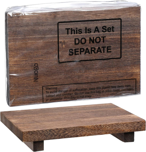 Rustic Wood Riser Tray for Kitchen Sink - Bathroom Soap Stand and Display for Bottles, Candles, Dishes - Brown, 9 x 6 Inch...