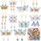 SUNNYCLUE 1 Box DIY 10 Pairs Butterfly Wing Charms Filigree Butterflies Charms Earring Making Starter Kits Fabric Insect Wings Charm Faceted Glass...
