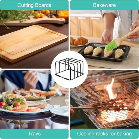 Cutting Board Holder Stand, Countertop Cutting Board Storage Rack, 6 x 6 x 3.9 in. Cutting Board Organizer for Baking Cookie Pan Small Racks Stora...