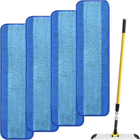 4 Pack Microfiber Cleaning Pad for Rubbermaid Commercial 18 Inch Mop and 17 Inch Mop, Reusable Wet & Dry Mop Refills for Commercial Flat Mop Syste...