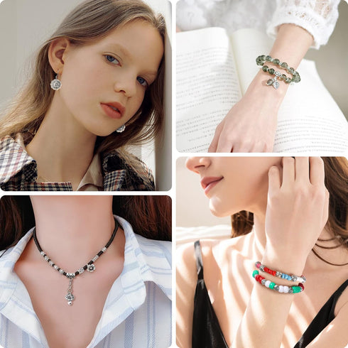 UPINS 300Pcs Silver Spacer Beads for Jewelry Making Metal Tibetan Antique Beads Bracelet Necklace Crafts Alloy Loose Beads with Radom Styles for D...