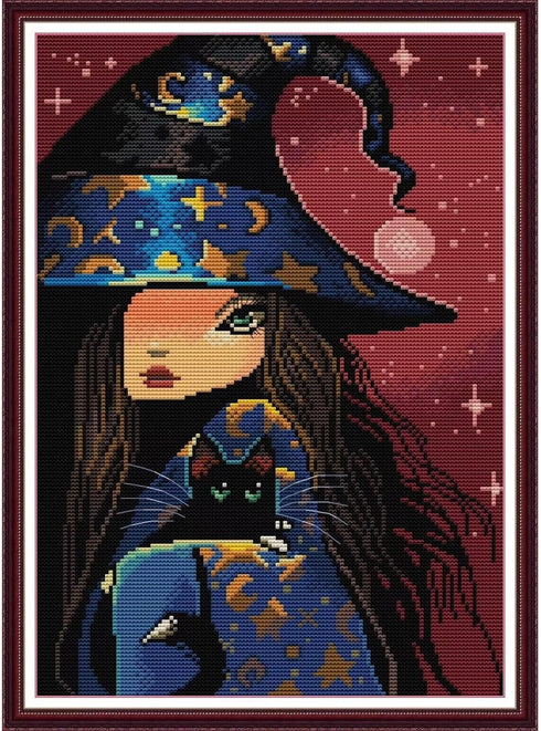 ITSTITCH Stamped Cross Stitch Kits - Full Set of Embroidery for Beginners or Adults,14 CT 2 Strands DIY Night elf Patterns Counted Arts Craft 11.8...