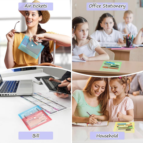GoodSing Plastic Envelopes,10 Pack Clear Envelopes A6 Reusable Pouches Document File Organizer,Plastic Envelopes with Snap Closure for Money Recei...