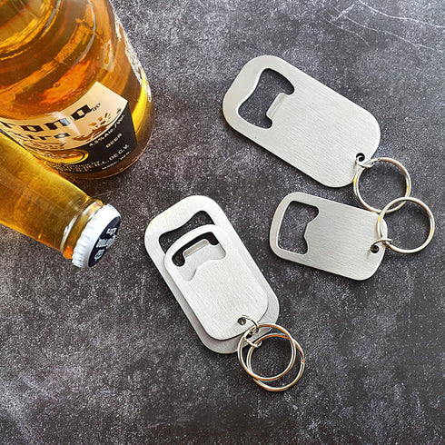 Stainless Steel Flat Beer Bottle Opener Keychain, Sturdy and Durable 2 Pcs to Send to Friends, Light and Easy to Carry, Suitable for All Beer Bott...
