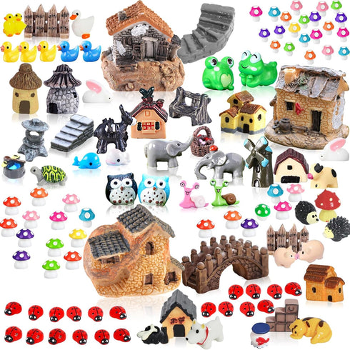 113 PCS Fairy Garden Accessories,Miniature Fairy Garden Accessories Outdoor,Fairy Garden Kit,Fairy Garden Animals, Miniature Figurines,Micro Lands...