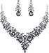 EVER FAITH Women's Crystal Elegant Bridal Floral Cluster Teardrop Statement Necklace Earrings Set...