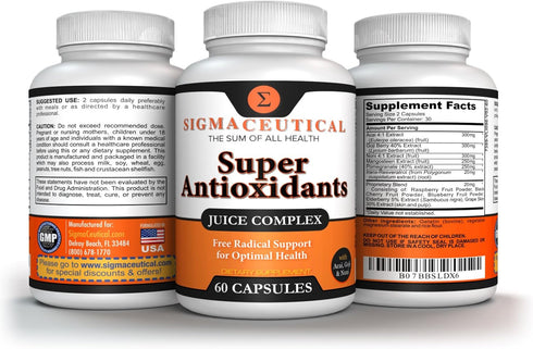 Super Antioxidant Supplement - Goji Berry Capsules, Acai Berry Capsules, Mangosteen Capsules, Resveratrol, Pomegranate & Noni Capsules - 60 Capsul...