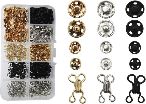 180 Sets Sew-On Snap button - 8mm & 10mm Sewing Snaps,Baby Snaps for Clothing,Shirt,Doll,Diapers,DIY craft...
