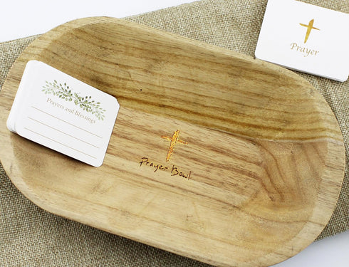 Fight Club Wood Prayer Dough Bowl, congregation gifts Christian Easter and Christmas Cross Religious Gifts,Farmhouse Decor Rustic with 24 Blessing...