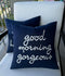 EURASIA DECOR Set of 2 Pcs Hello Handsome Good Morning Gorgeous Embroidered Square Accent Throw Pillow Cover - Gift for Wedding, Couple, Anniversa...