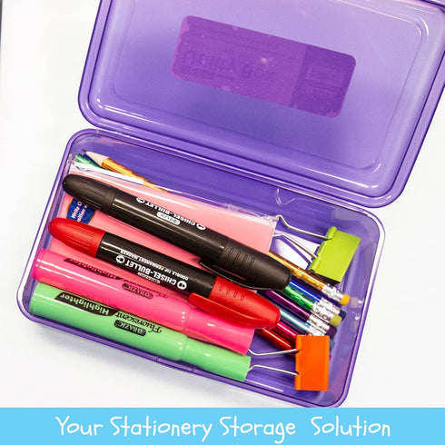 BAZIC Plastic Pencil Case Utility Storage Box, COLOR VARY, Organizer for Pens Pencils, 1-Unit...