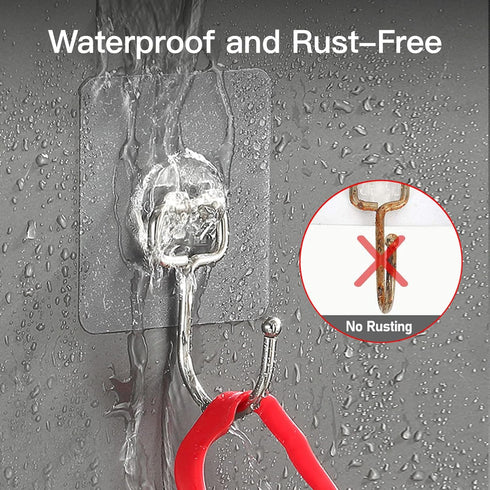 Large Hooks for Hanging Heavy-Duty 44Ib(Max) 10 Packs, Wall Hangers Without Nails Self-Adhesive Traceless Clear and Removable, Waterproof and Rust...