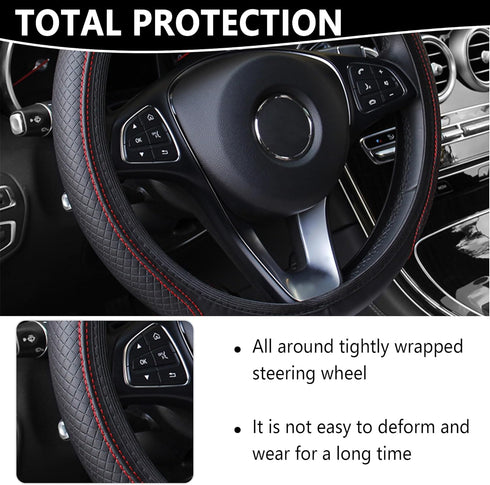 Leather Steering Wheel Cover,Anti Slip Car Steering Wheel Cover for Car Decorations & Steering Wheel Protections,Universal 15Inch Wheel Cover Car ...