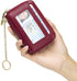 imeetu RFID Credit Card Wallet, Genuine Leather Zipper Card Case Holder with Removable Keychain(Red)...