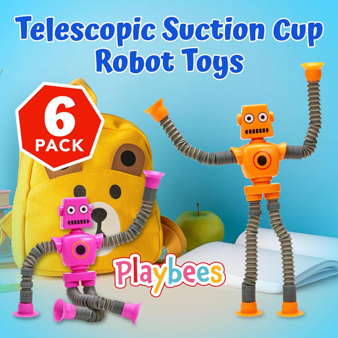 Telescopic Suction Cup Robot Toys 6-PACK Shape Changing Educational Fidget Toys with Remote Control Sensory Toys ADHD Autistic Stimulating Creativ...