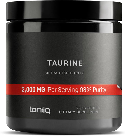 Toniiq 2000mg Taurine Supplement - High Purity Taurine Powder Capsules, 98%+ Pure, Third-Party Lab Tested - Potent, Non-GMO, Gluten-Free, Effectiv...