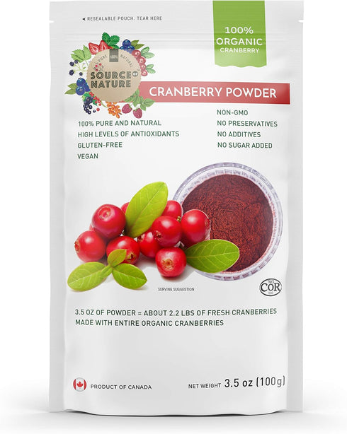 Organic Cranberry Powder 3.5oz (100g) 100% Whole Berry; Not Extract, Not Concentrate, Not Juice Powder...