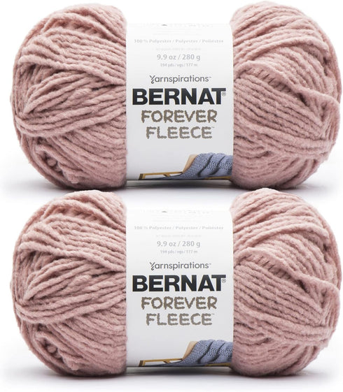 Bernat Forever Fleece Rose Hip Yarn - 2 Pack of 280g/9.9oz - Polyester - 6 Super Bulky - 194 Yards - Knitting/Crochet......