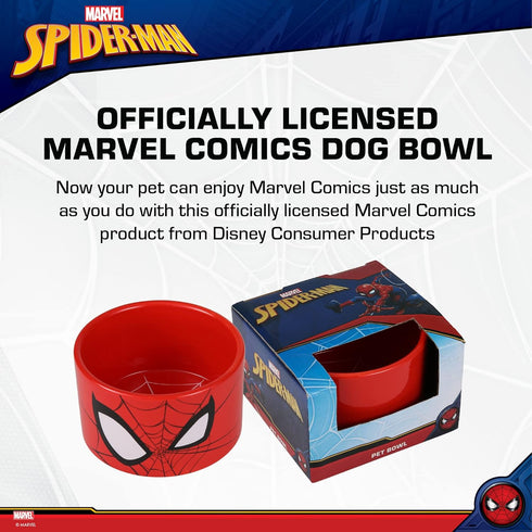 Marvel Comics Spiderman Ceramic Dog Bowl, 6-Inch | Red Ceramic Dog Bowl with Official Marvel Spiderman Detail| Medium Dog Food Bowl or Water Bowl ...