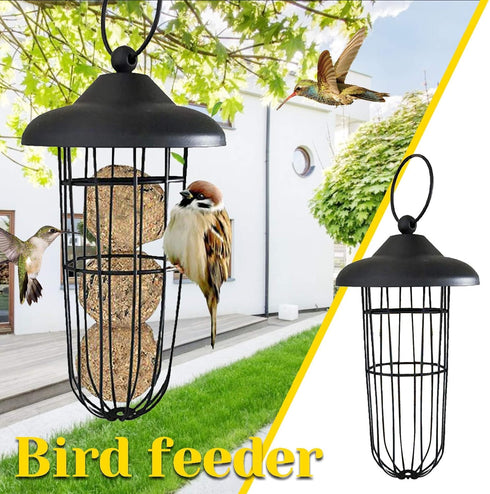 SUQ I OME Metal Tube Hanging Feeder, Fat Ball Holder Feeder, Outdoor Wild Bird Feeder, Wire Suet Ball Feeder Food Dispenser Millet Holder Creative...